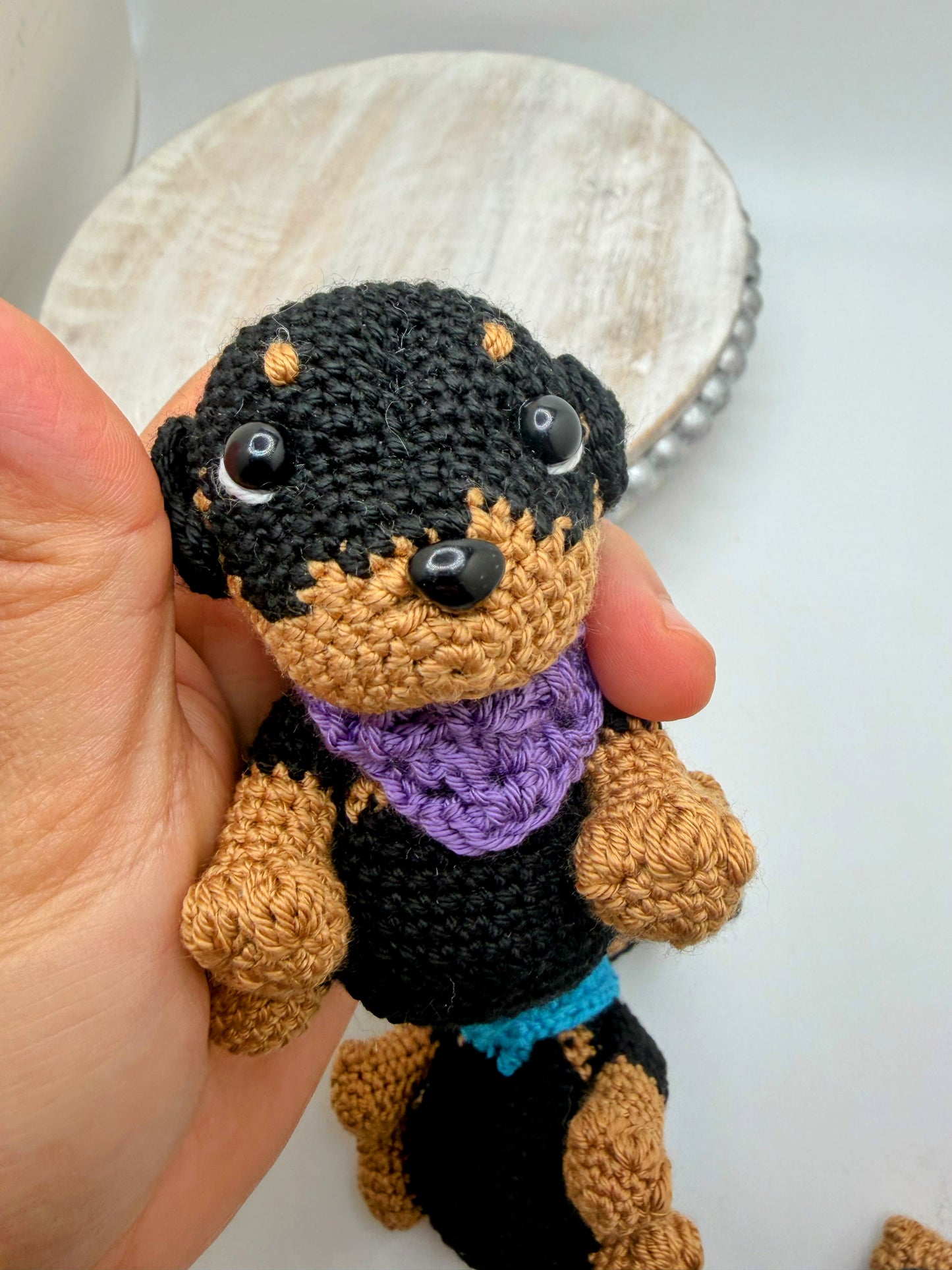 Crochet Knitted Amigurumi Stuffed Bear Keychain Toy - Different Scarf Color