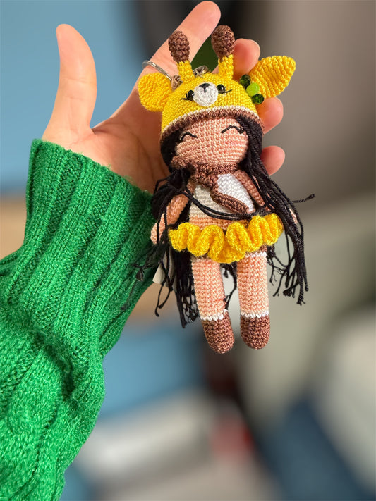 Cheering Doll Crochet Keychain – Handmade Amigurumi Charm