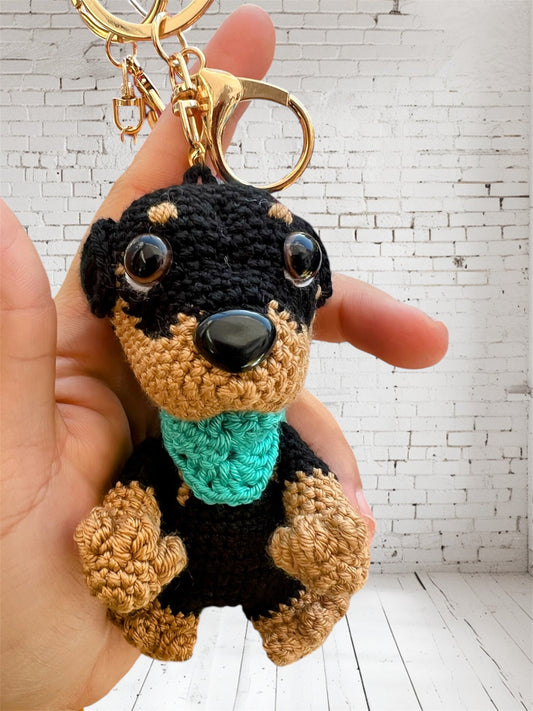 Rottweiler Amigurumi Keychain Toy