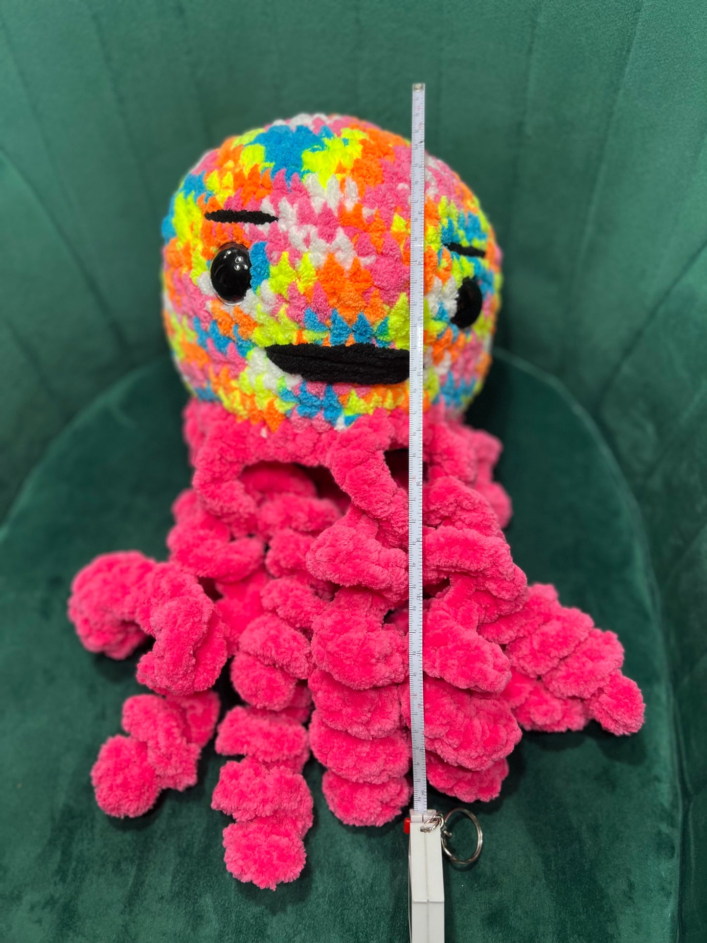 Stuffed Multicolored Pink Jellyfish - Crochet Knitted Amigurumi Toy