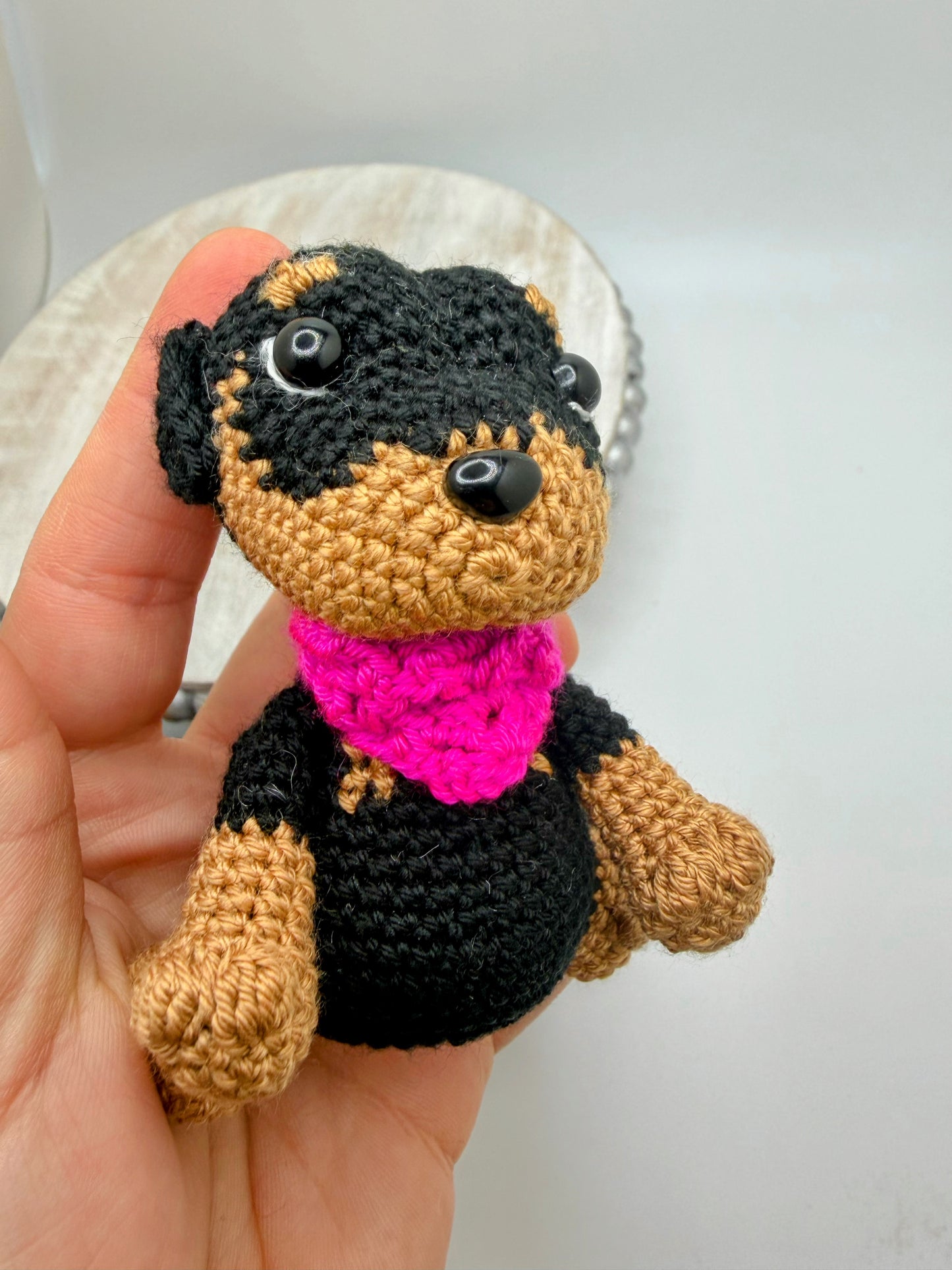 Crochet Knitted Amigurumi Stuffed Bear Keychain Toy - Different Scarf Color
