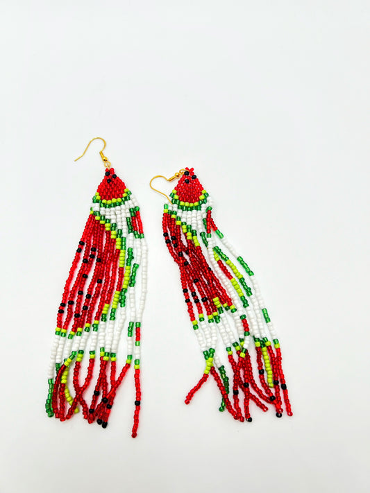 Beaded Watermelon Earrings 🍉 (2 Designs)