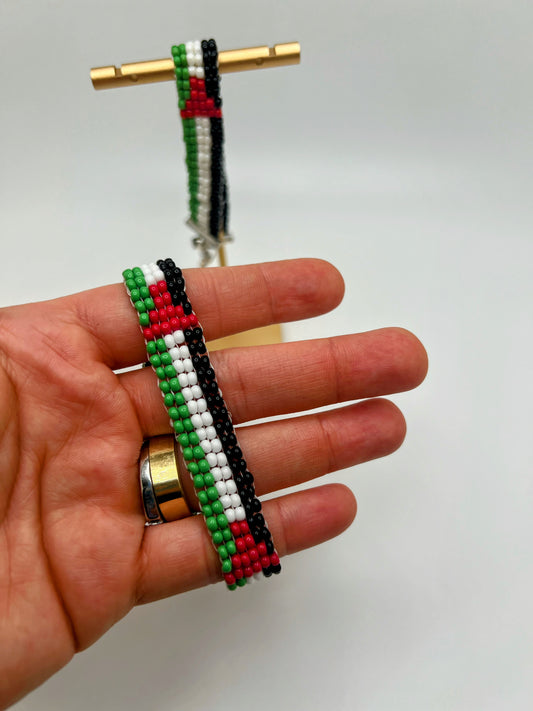 Handmade Palestine Flag Loom Beads Small Bracelet β Delicate Cultural Jewelry