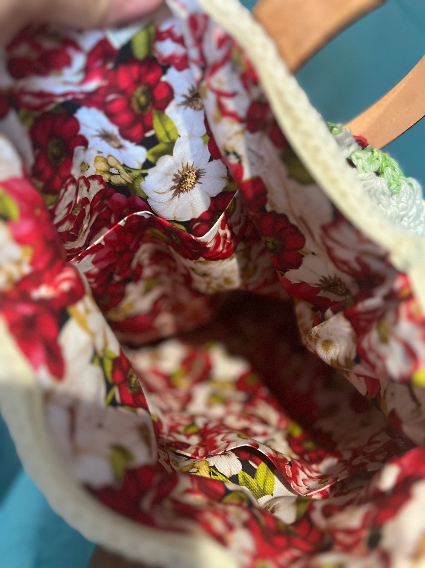 Handmade Crochet Red Flower Big Shoulder Bag – Spacious & Stylish