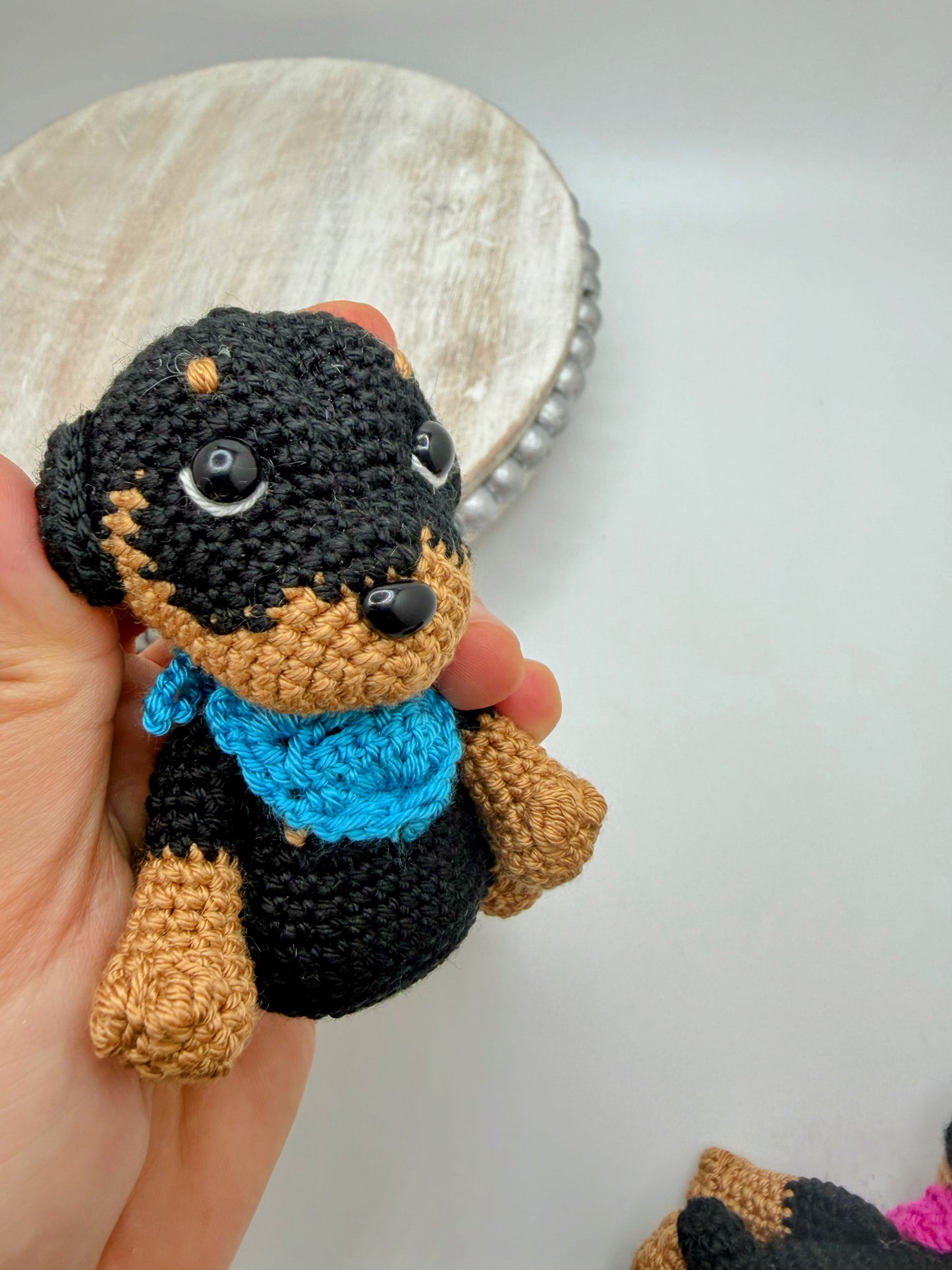 Crochet Knitted Amigurumi Stuffed Bear Keychain Toy - Different Scarf Color
