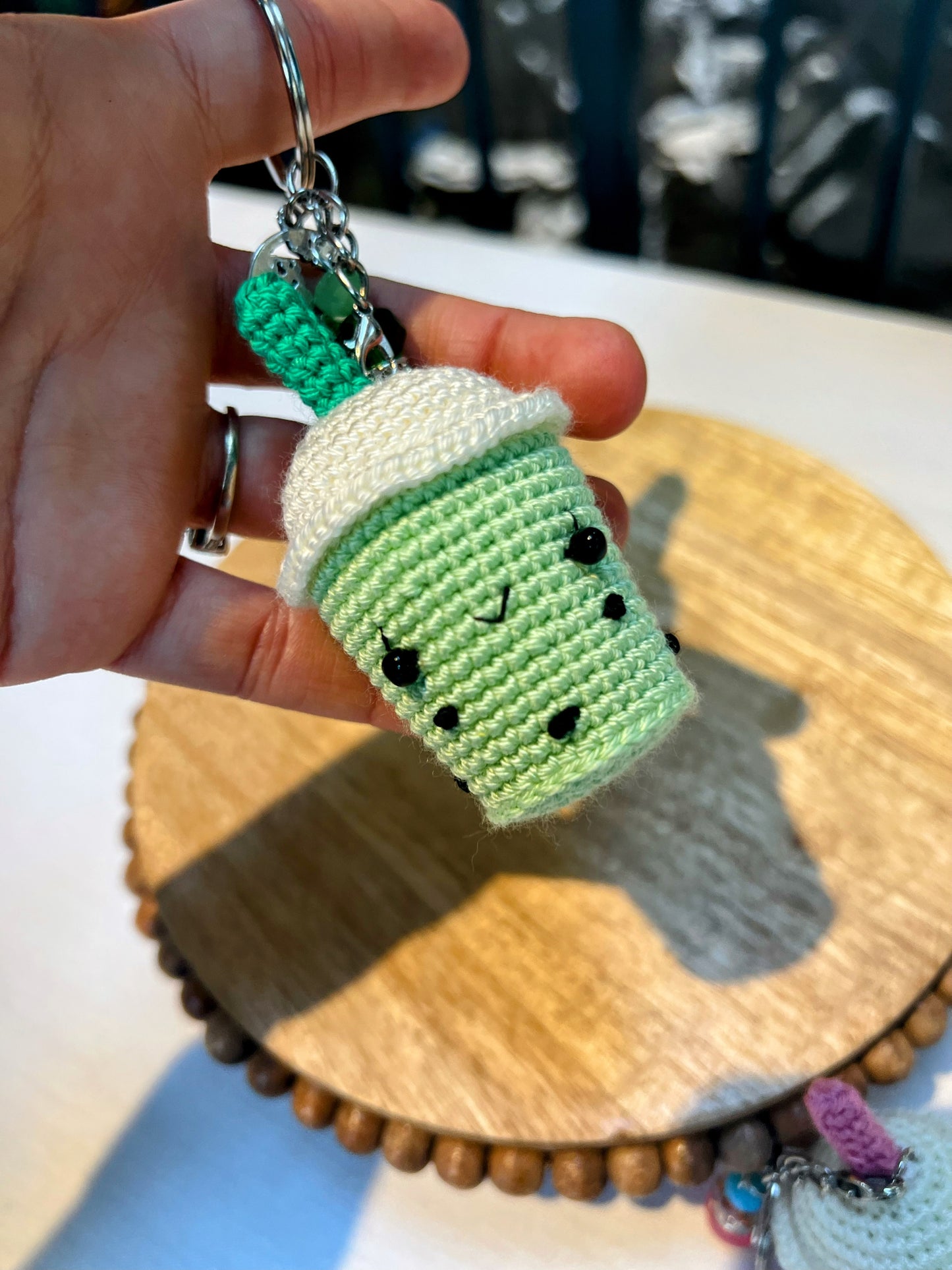 Stuffed Boba Drink Keychain - Crochet Knitted Amigurumi Toy