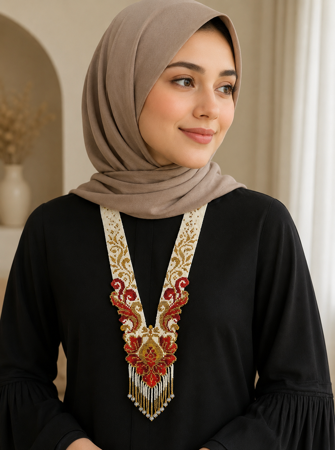 Peacock Body Style Loom‑Beaded Statement Necklace - 3 different colors