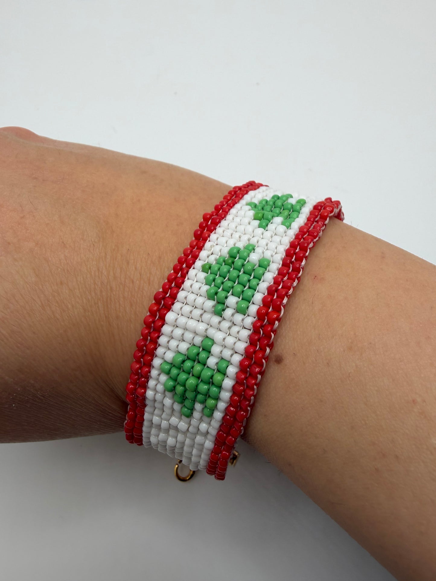 Handmade Lebanon 🇱🇧 Flag Beaded Bracelet – Fun & Cultural Jewelry