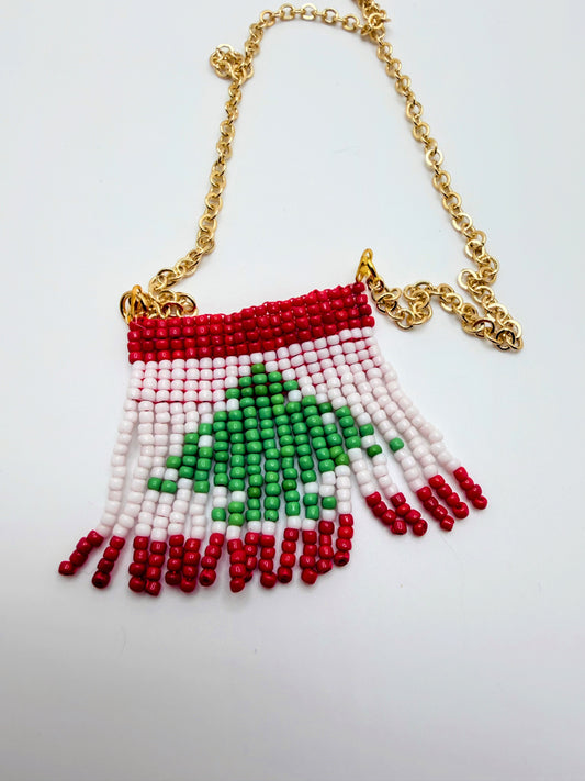 Handmade Lebanon π±π§ Flag Beaded Necklace β Fun & Cultural Jewelry
