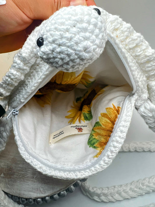 Handmade Crochet Turtle  Bag with Sunflower – Perfect for Girls & Teens