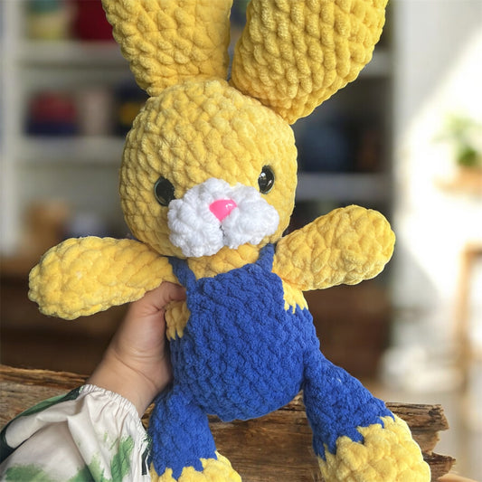 Handmade Stuffed Giant Cute Yellow Boy Rabbit 🐰 – Crochet Knitted Amigurumi Toy
