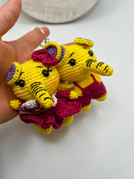 Handmade Amigurumi Elephant Matching Keychains - Different Colors available