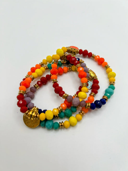 Crystal Colorful Beads Bracelet – Vibrant Handmade Stretch Jewelry