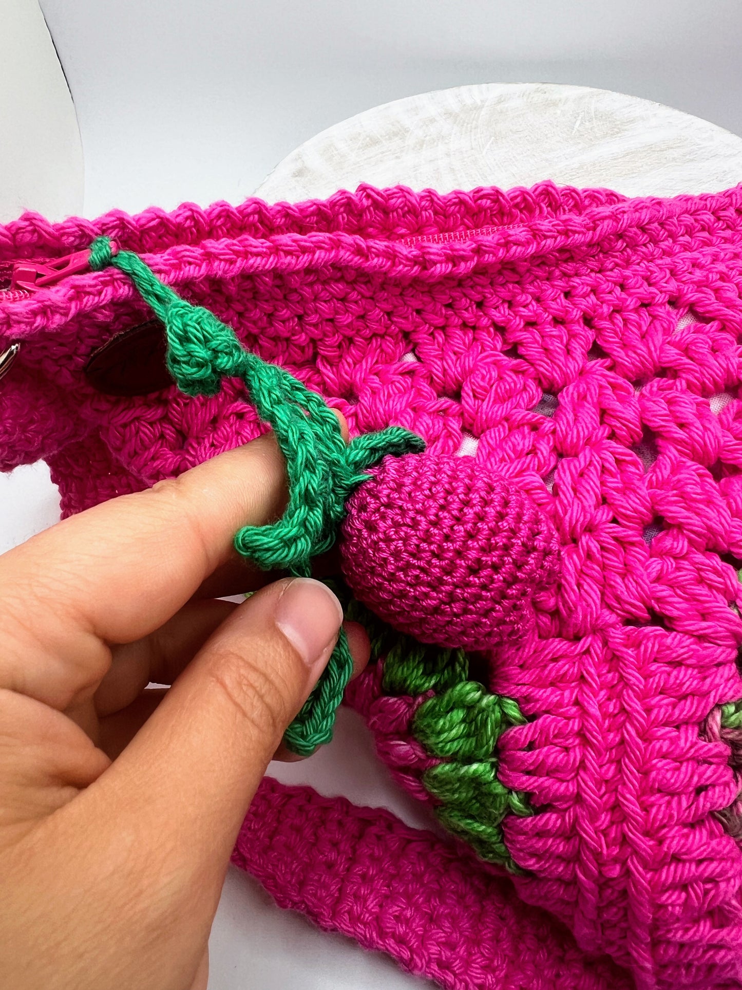 Handmade Crochet Cross Body Hot Pink Bag with Adjustable Strap – Stylish & Practical