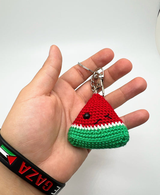 Small Slice Watermelon 🍉 Keychain - Crochet Knitted Amigurumi Toy