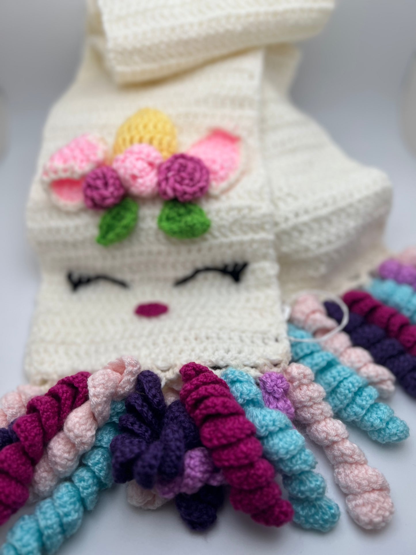 Crochet Unicorn Hat & Scarf For Kids