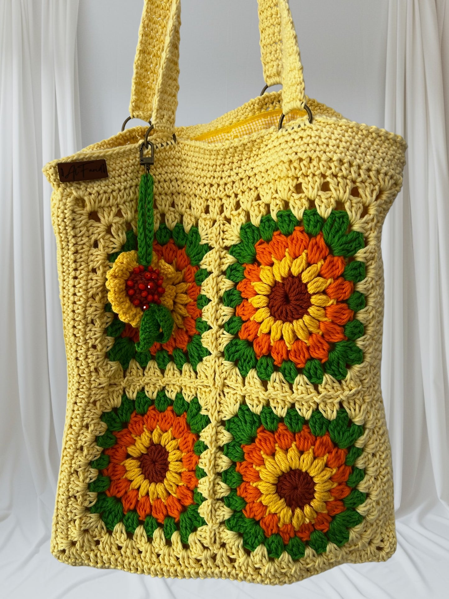 Crochet Sunflower Big Shoulder Bag