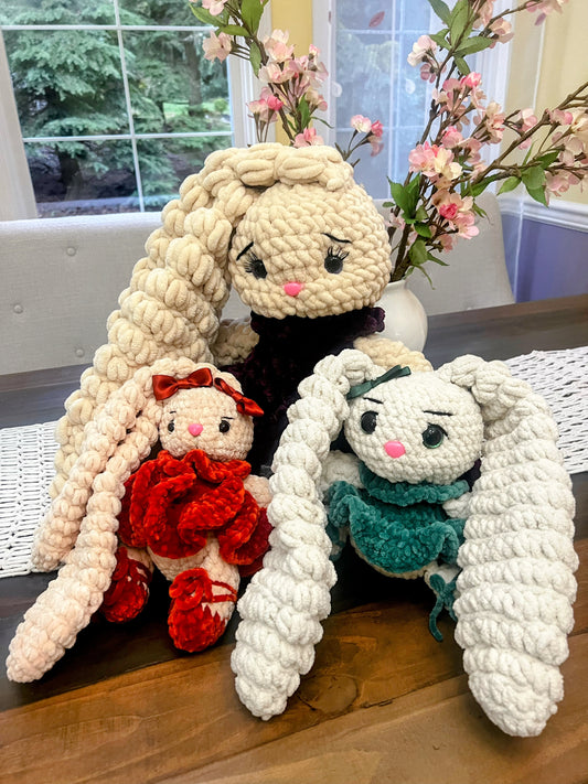 Handmade Stuffed Cute Cuddly Bunny 🐰 – Green & Orange Crochet Amigurumi Toy