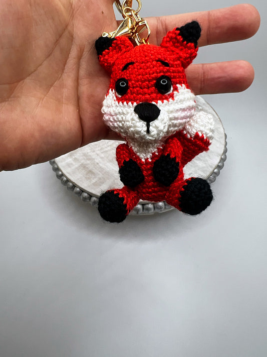 Cute Fox Amigurumi Keychain Toy