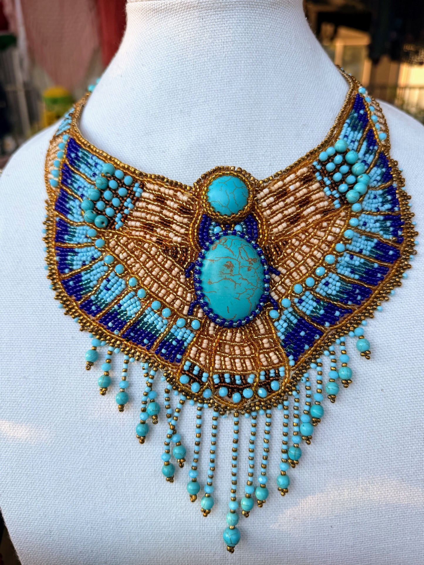 Egyptian Beaded Embroidered Collar Necklace