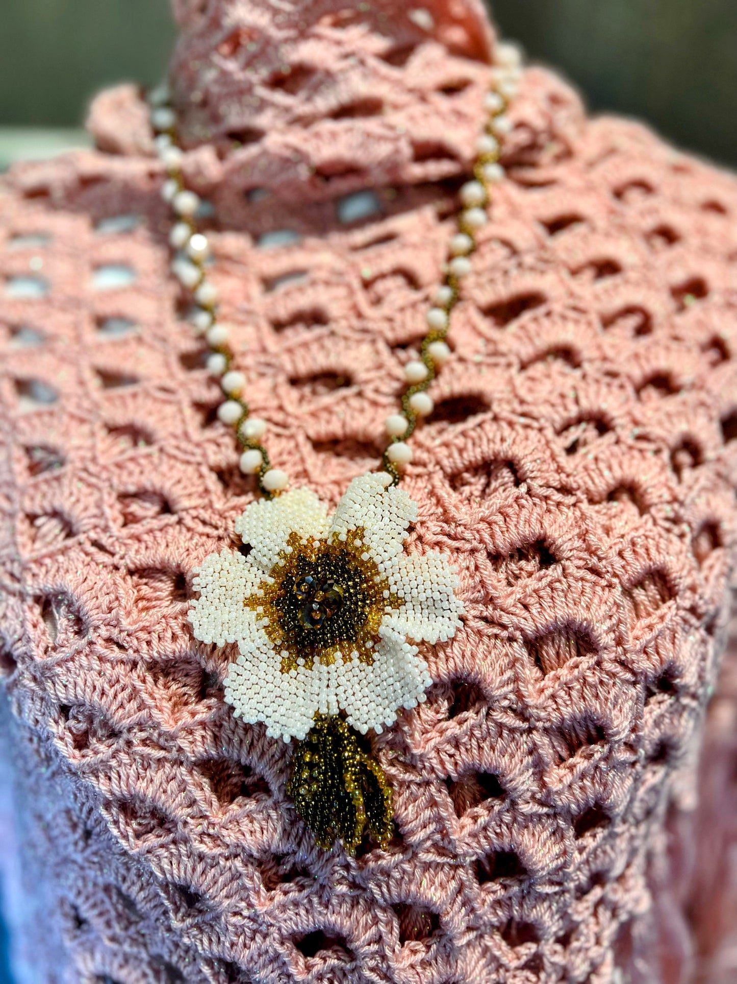 3D  Dianthus Flower Loom-beaded Necklace (2 Colors)