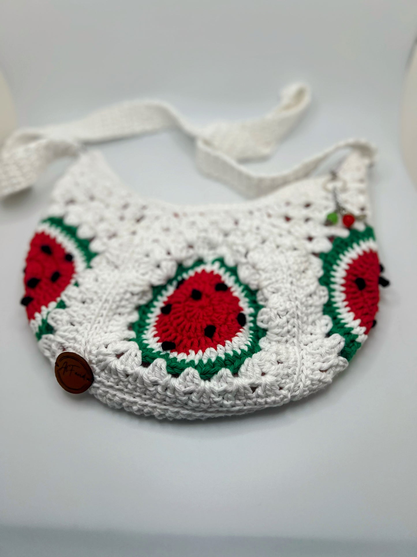 Crochet white Bag With Watermelon Slices - For Girls & Teens