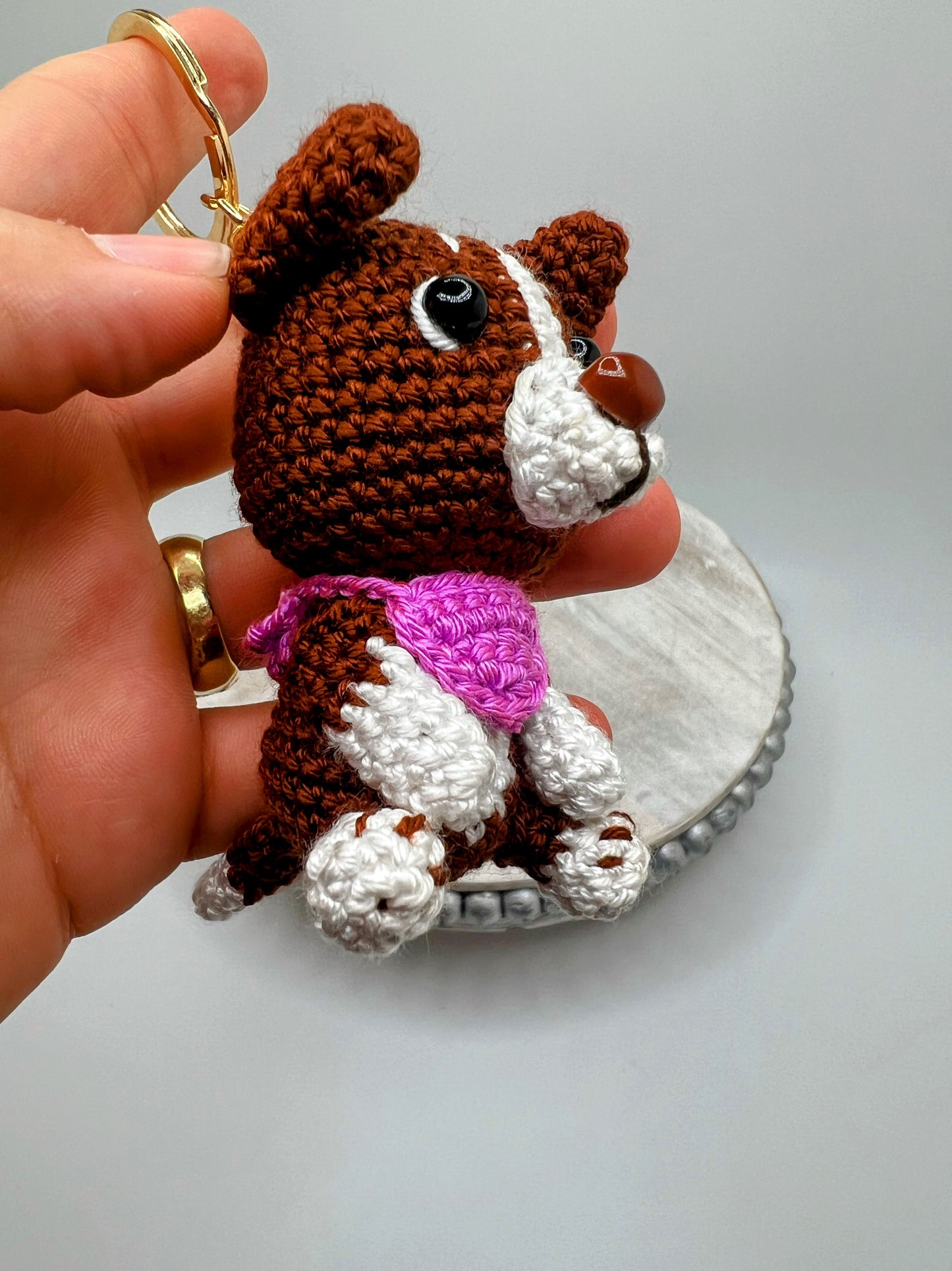 Dachshund Dog Amigurumi Keychain Toy