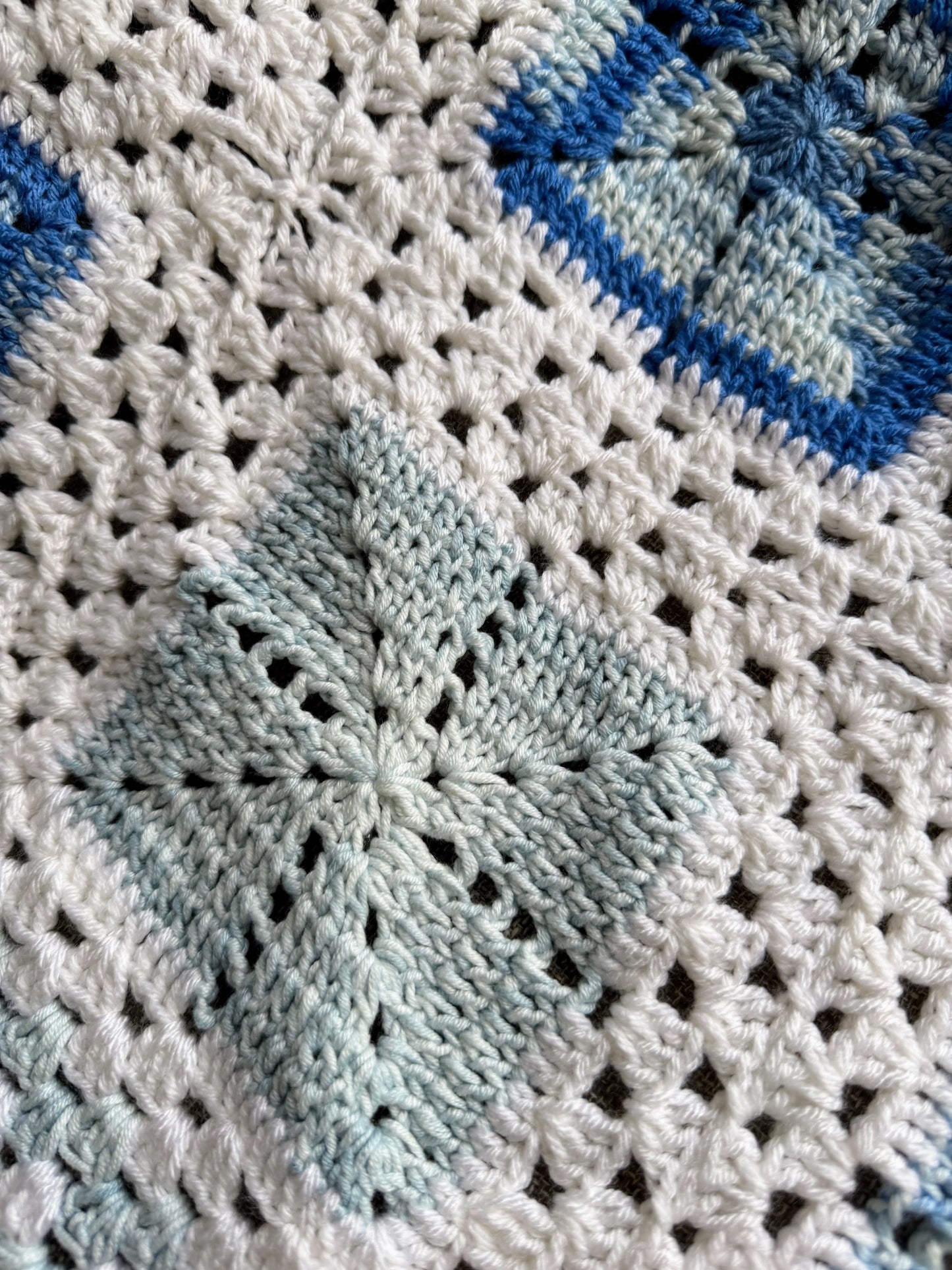 Soft Blue & White Blanket – Handmade Cozy Comfort
