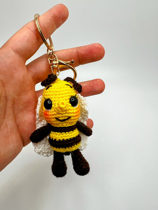 Handmade Cute Bee Keychain – Crochet Knitted Amigurumi Toy