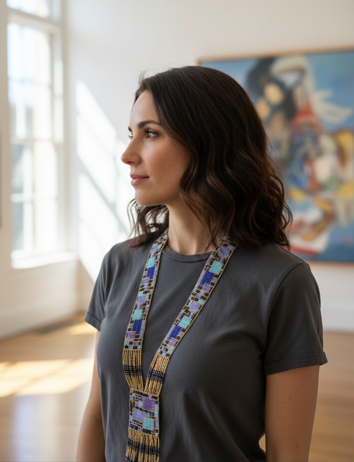 Geometric Loom Beaded Necklace – Handmade Artisan Statement Jewelry