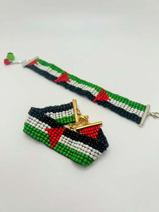 Handmade Palestine Flag Loom Beads Bracelet β Symbol of Pride and Solidarity