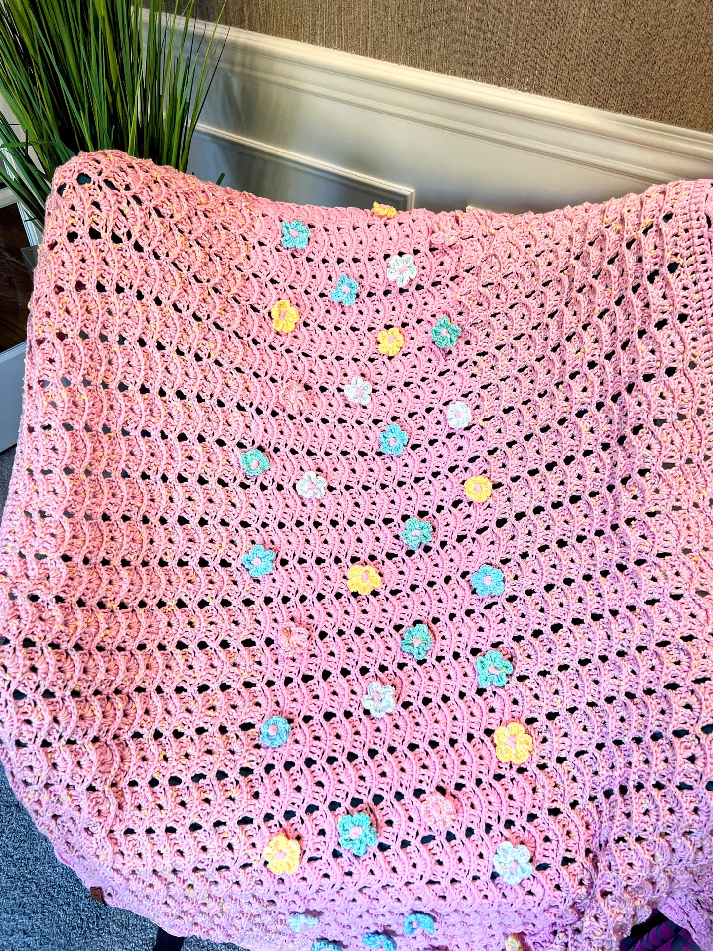 Rose Baby Blanket With Colorful Flowers