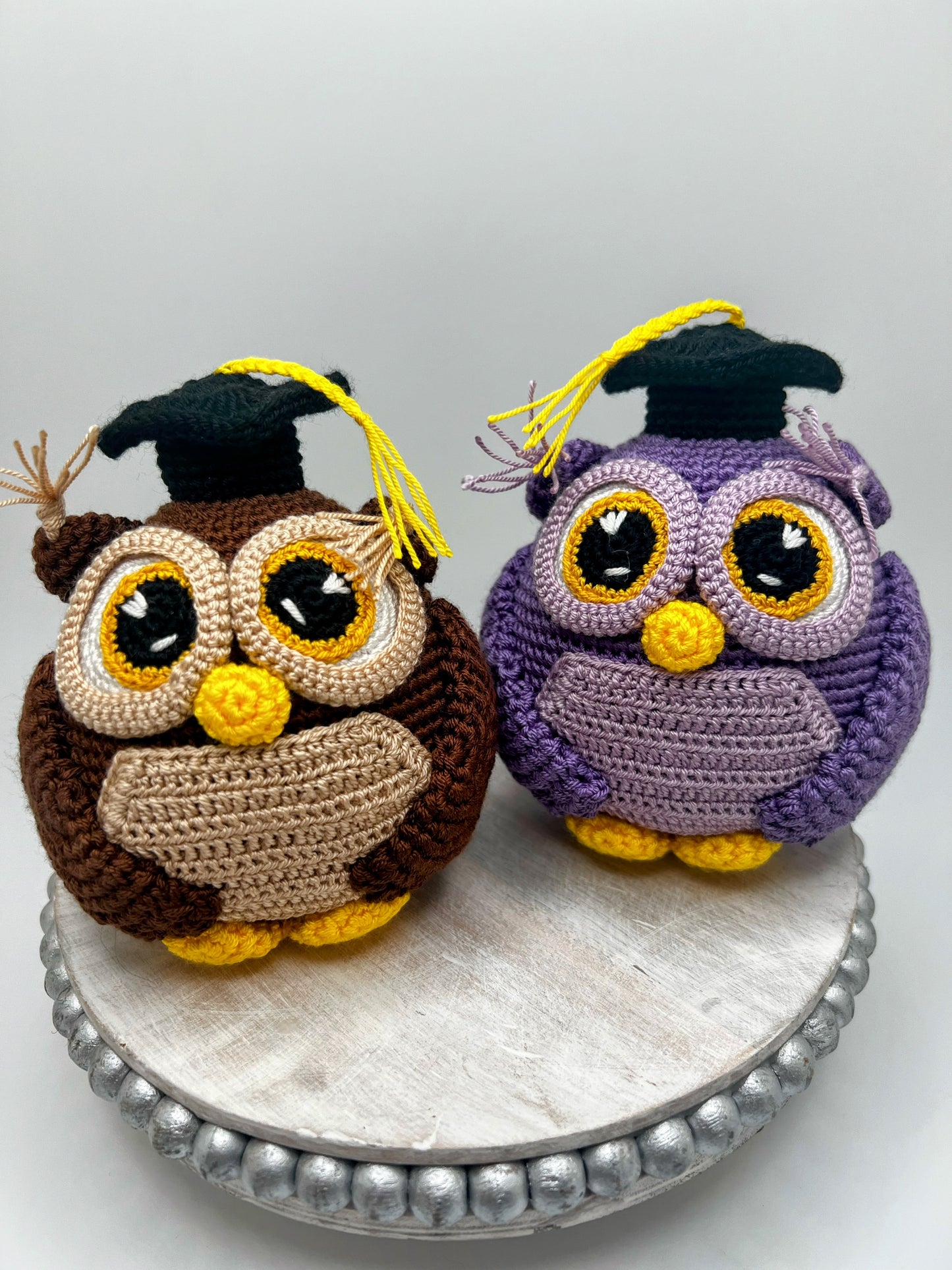 Stuffed Owl Toy With Graduated Hat - Crochet Knitted Amigurumi Toy