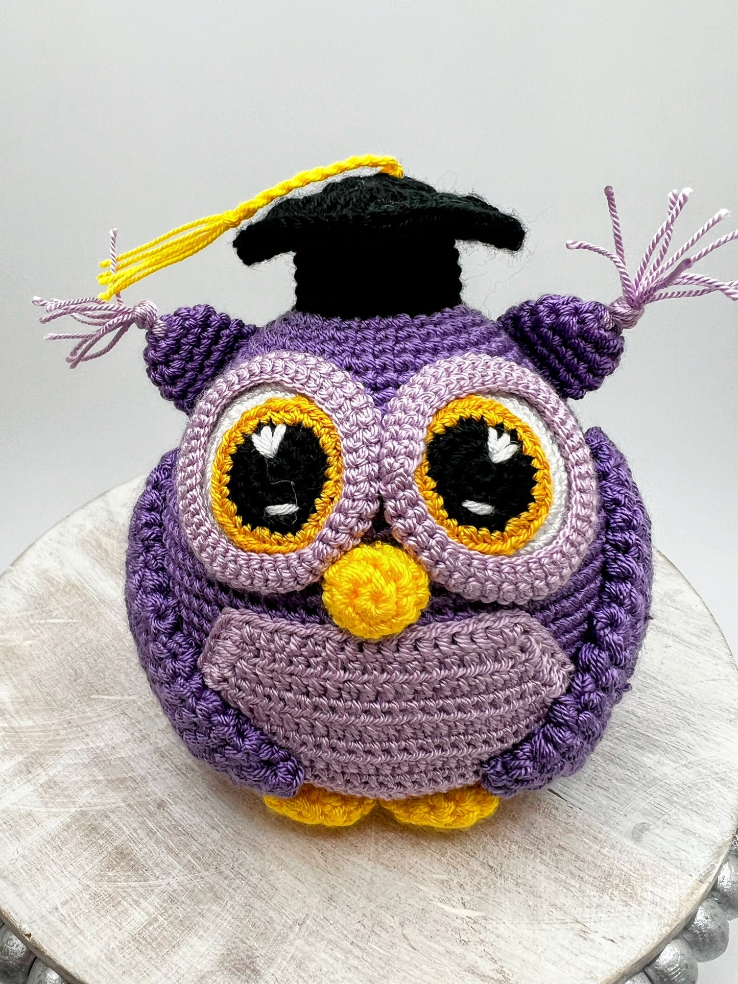 Stuffed Owl Toy With Graduated Hat - Crochet Knitted Amigurumi Toy