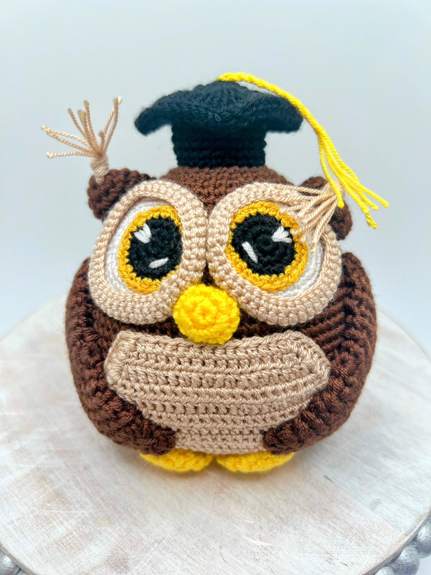 Stuffed Owl Toy With Graduated Hat - Crochet Knitted Amigurumi Toy