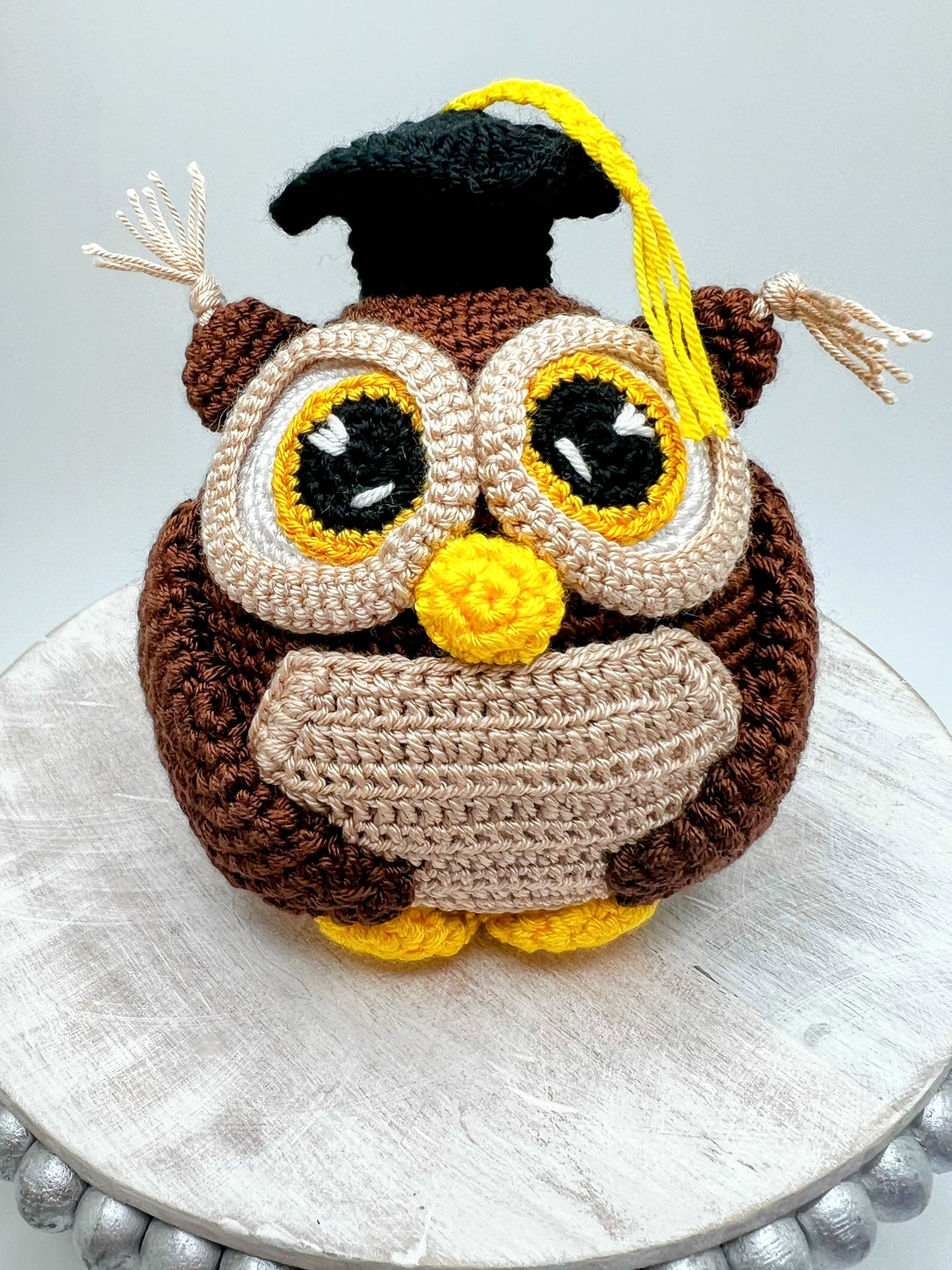 Stuffed Owl Toy With Graduated Hat - Crochet Knitted Amigurumi Toy