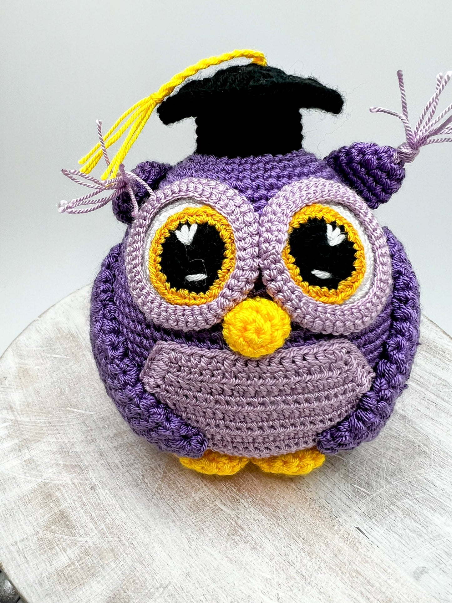 Stuffed Owl Toy With Graduated Hat - Crochet Knitted Amigurumi Toy