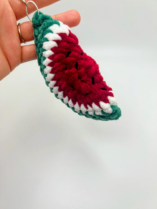 Handmade Half Slice Watermelon 🍉 Keychain – Crochet Knitted Amigurumi Toy