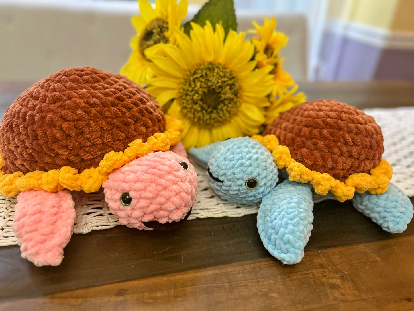 Sunflower 🌻  Seaturtle 🐢 - Crochet Knitted Amigurumi Toy