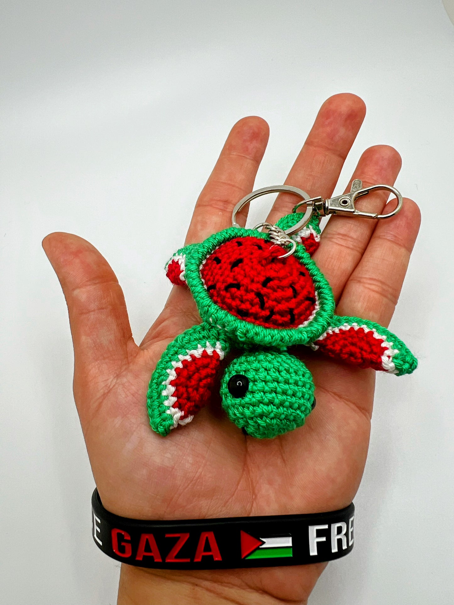 Watermelon Sea turtle 🍉 Keychain - Crochet Knitted Amigurumi Toy