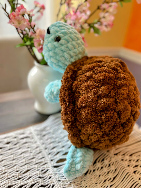 Handmade Brown Shell Sea Turtle 🐢 – Crochet Knitted Amigurumi Toy