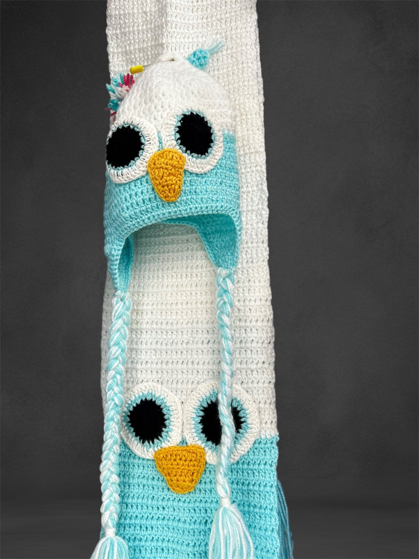 Crochet Owl Hat & Scarf For Kids