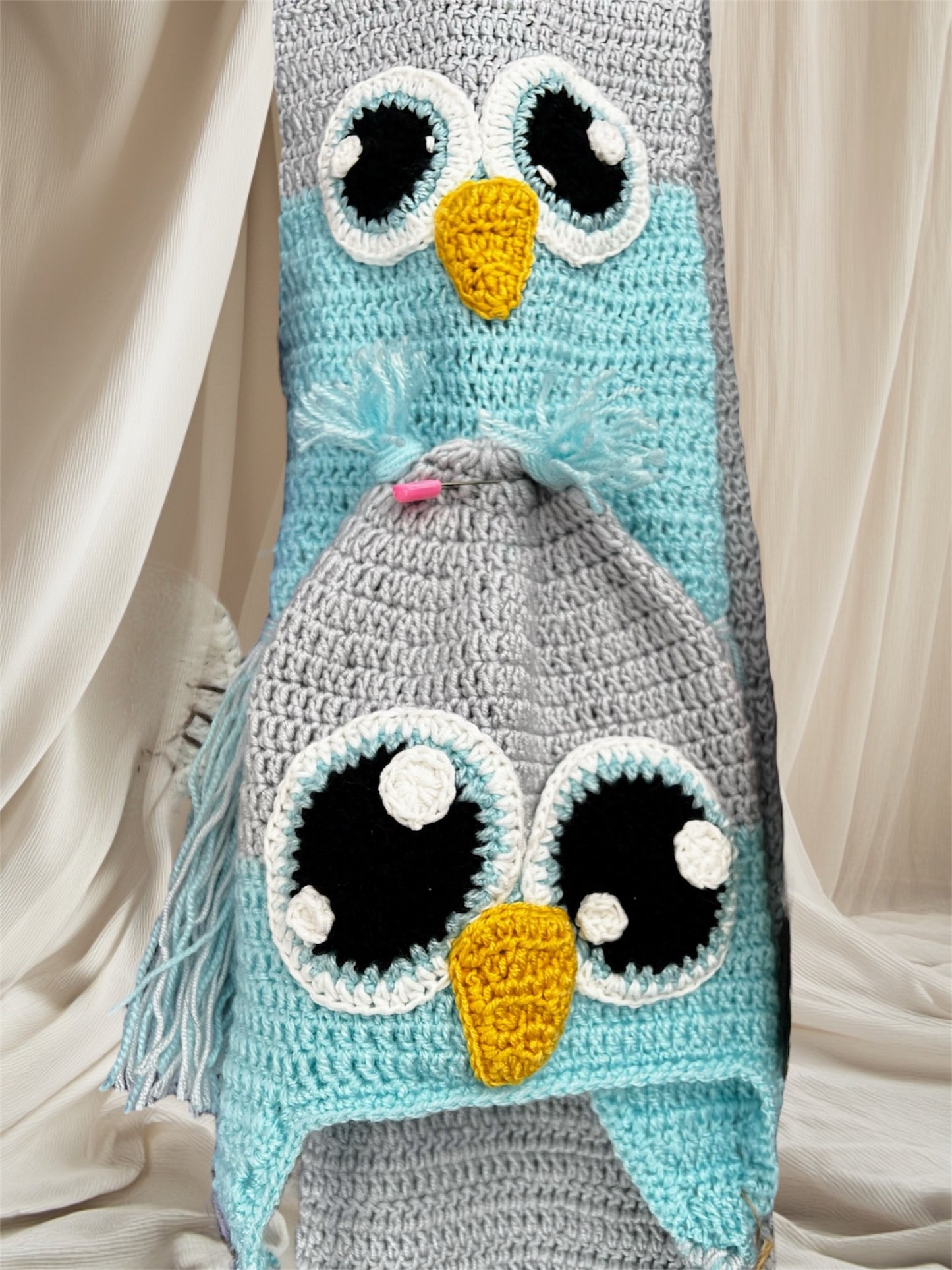 Crochet Owl Hat & Scarf For Kids