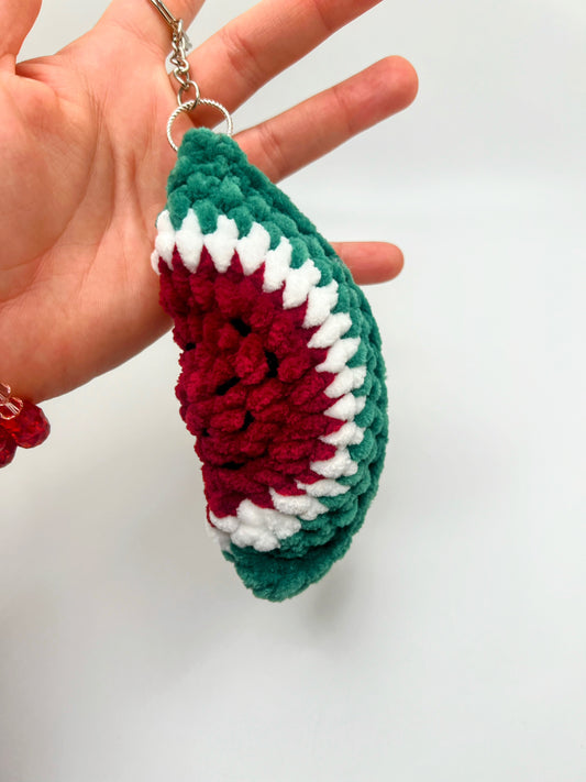 Handmade Half Slice Watermelon 🍉 Keychain – Crochet Knitted Amigurumi Toy