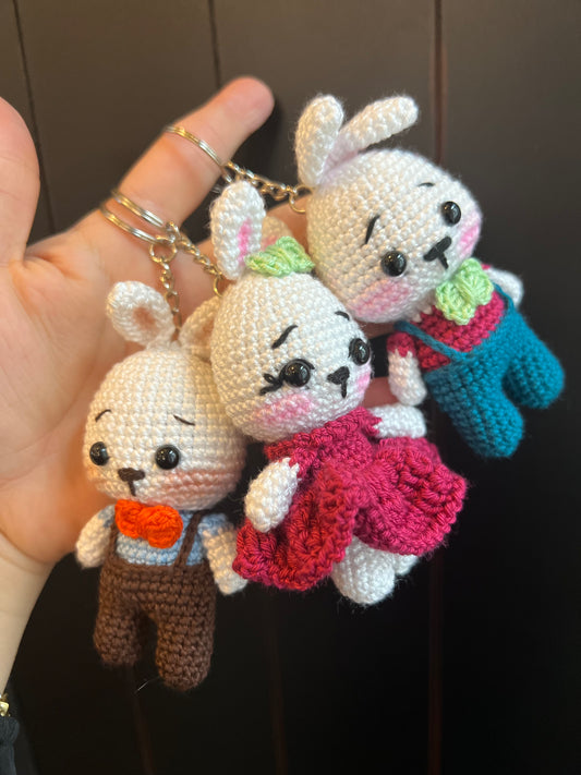 Handmade Crochet Hippo Keychains – Adorable Amigurumi Bag Charms