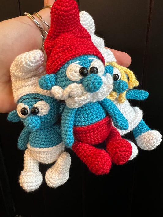Smurf Crochet Keychain – Handmade Amigurumi Charm