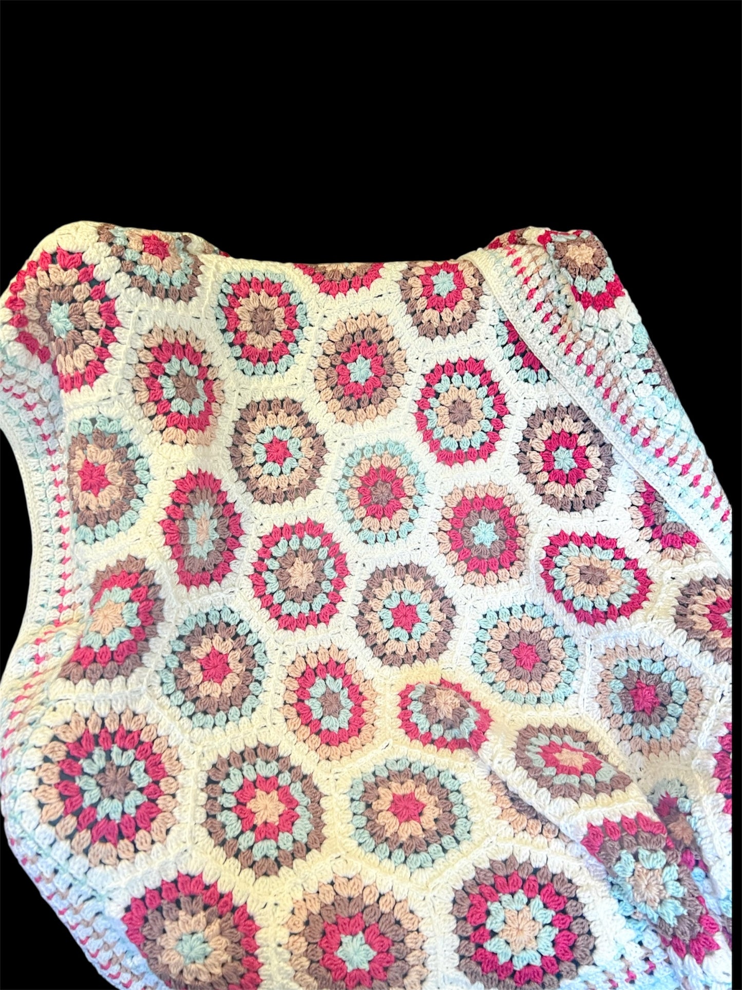 Soft Pink & Blue & Btown Flowers Baby Blanket – Handmade Cozy Comfort