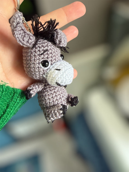 Handmade Cute Donkey Keychain – Crochet Knitted Amigurumi Toy