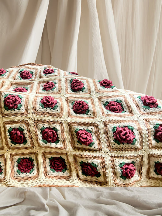 Red Flower Wool Coach Blanket