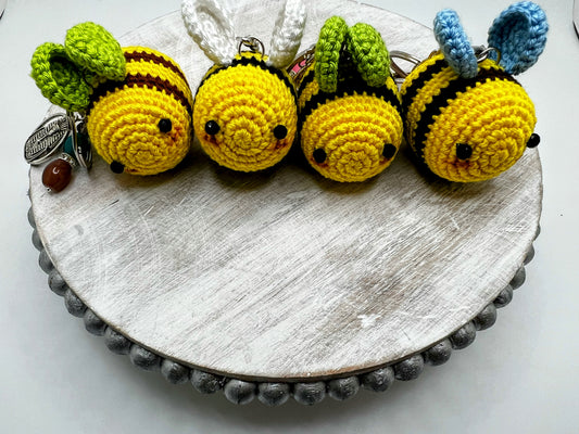 Handmade Stuffed Bee Keychain – Crochet Knitted Amigurumi Toy